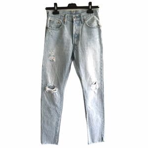 Levi’s 501 Skinny High Rise Denim Jeans Destroyed Light Blue 31